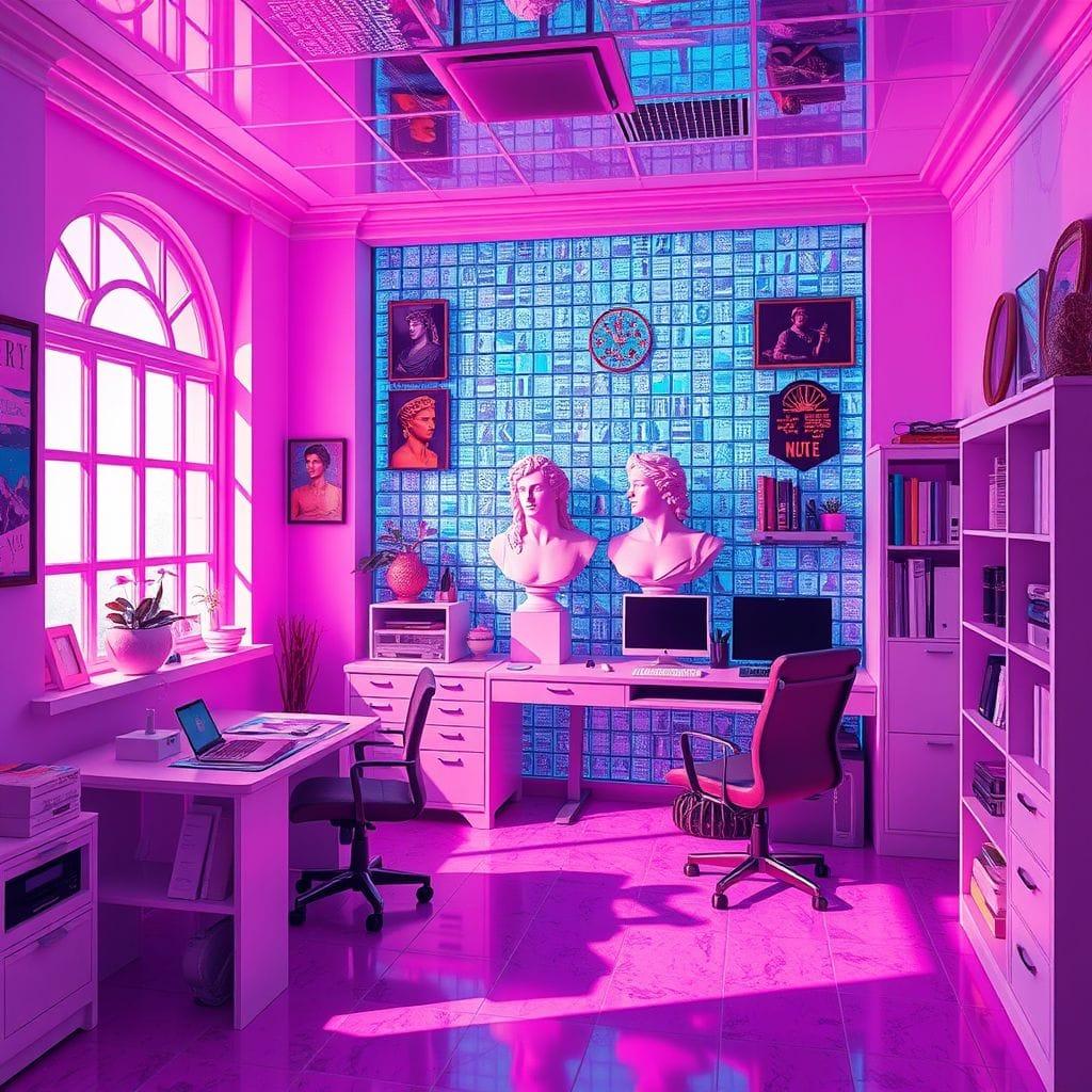 Vaporwave Study Room design example 1