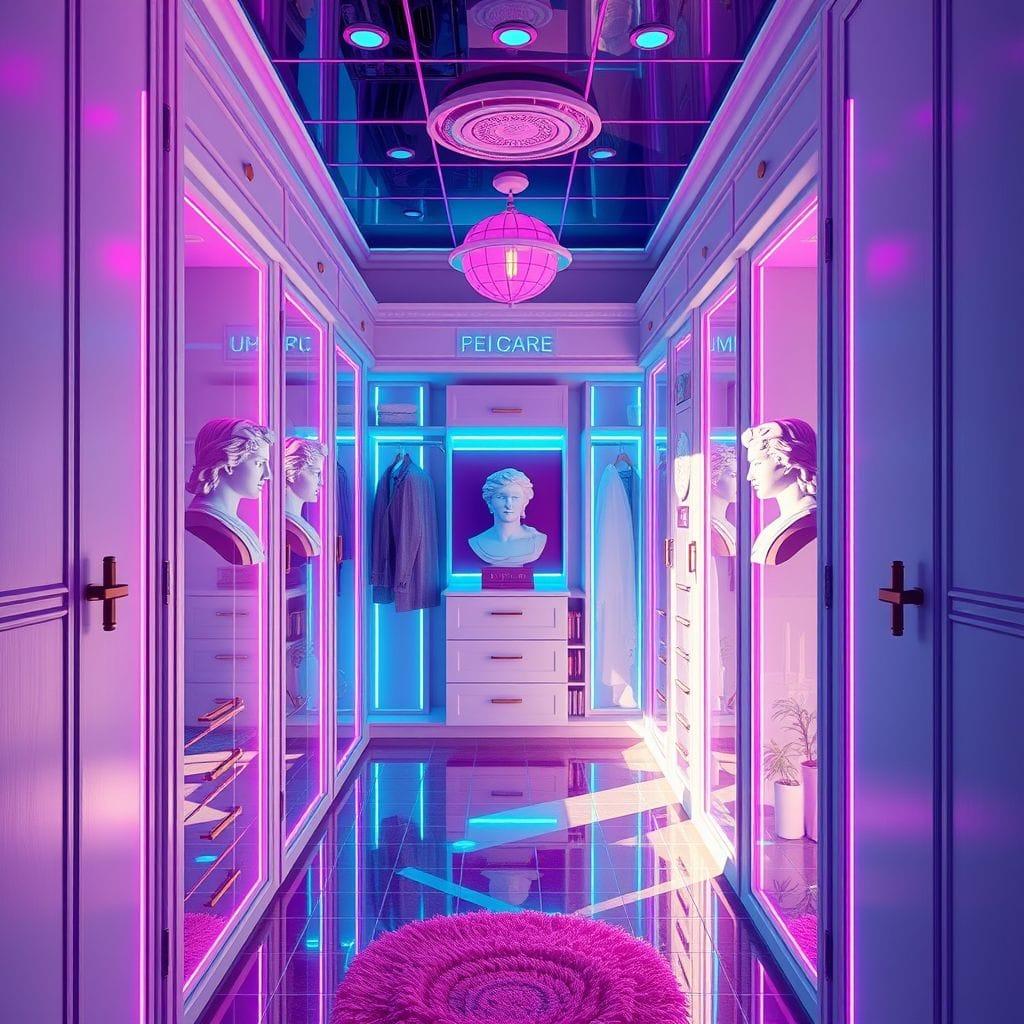 Vaporwave Walk-in Closet design example 1