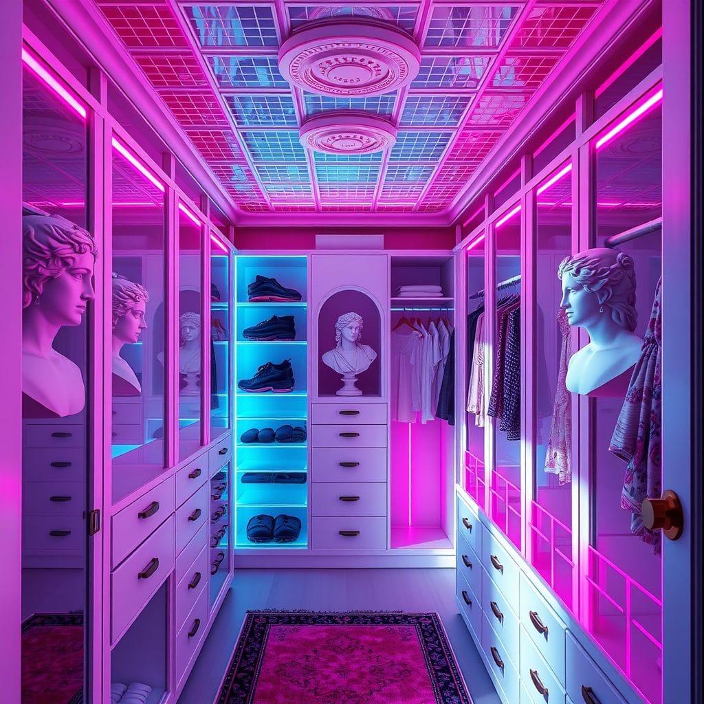 Vaporwave Walk-in Closet design example 2