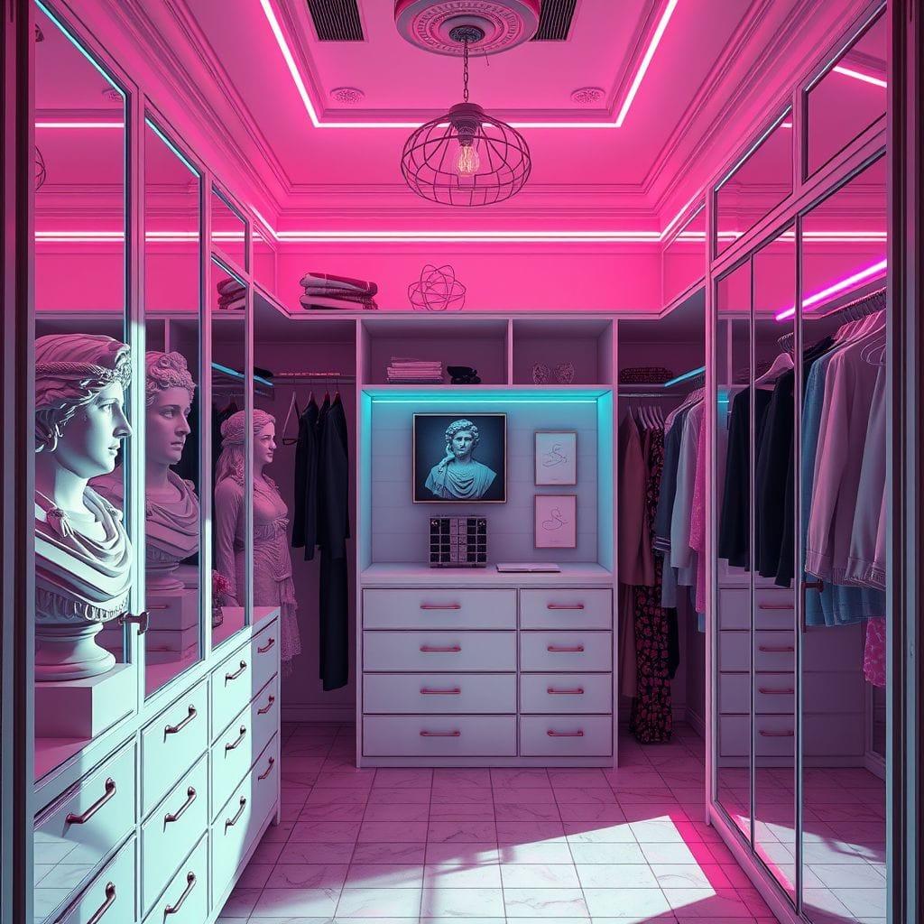 Vaporwave Walk-in Closet design example 3