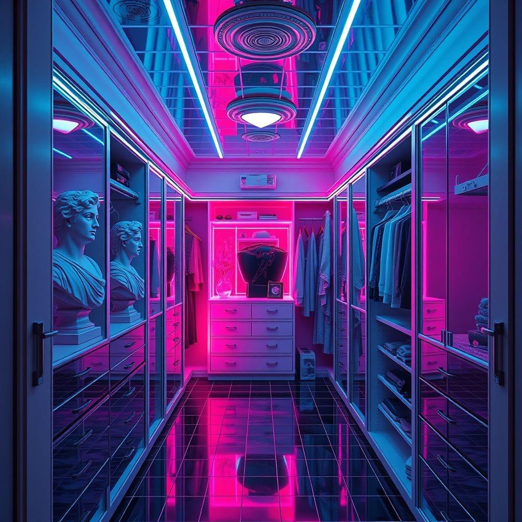 Vaporwave Walk-in Closet design example 4