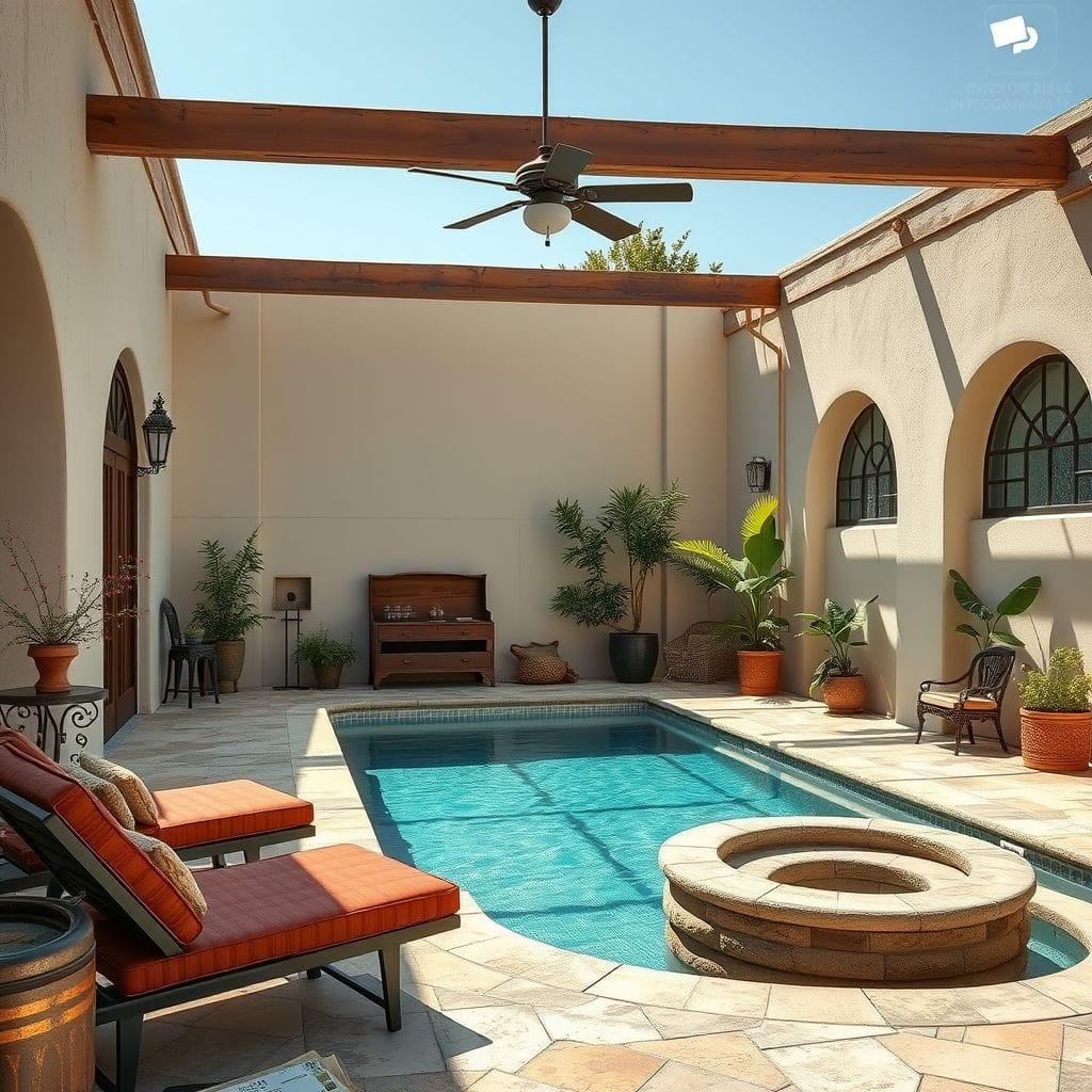 Vintage Outdoor Pool Area design example 1