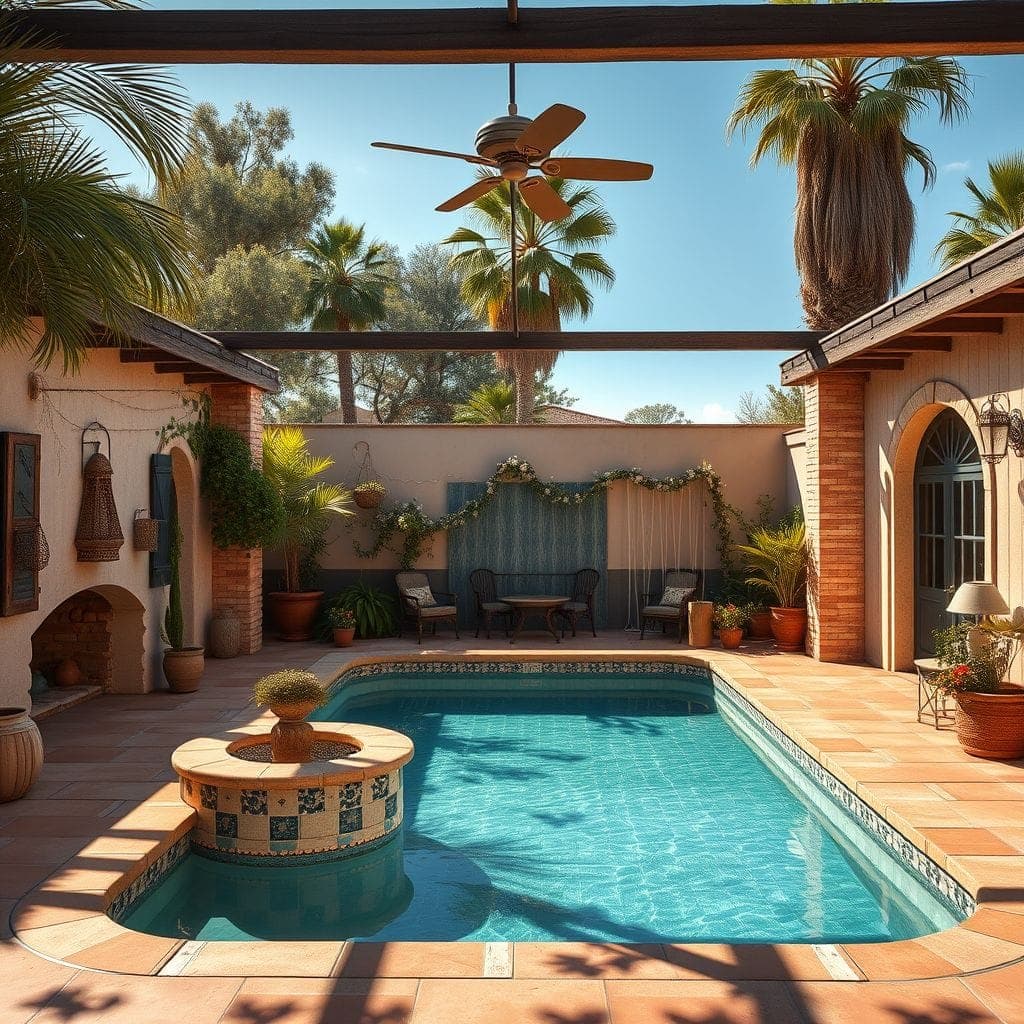 Vintage Outdoor Pool Area design example 2