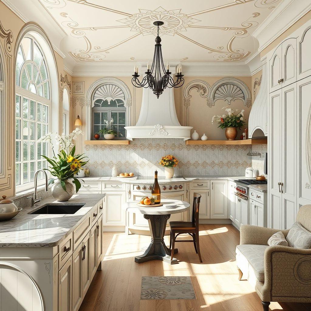Art Nouveau kitchen living combo - AI Generated