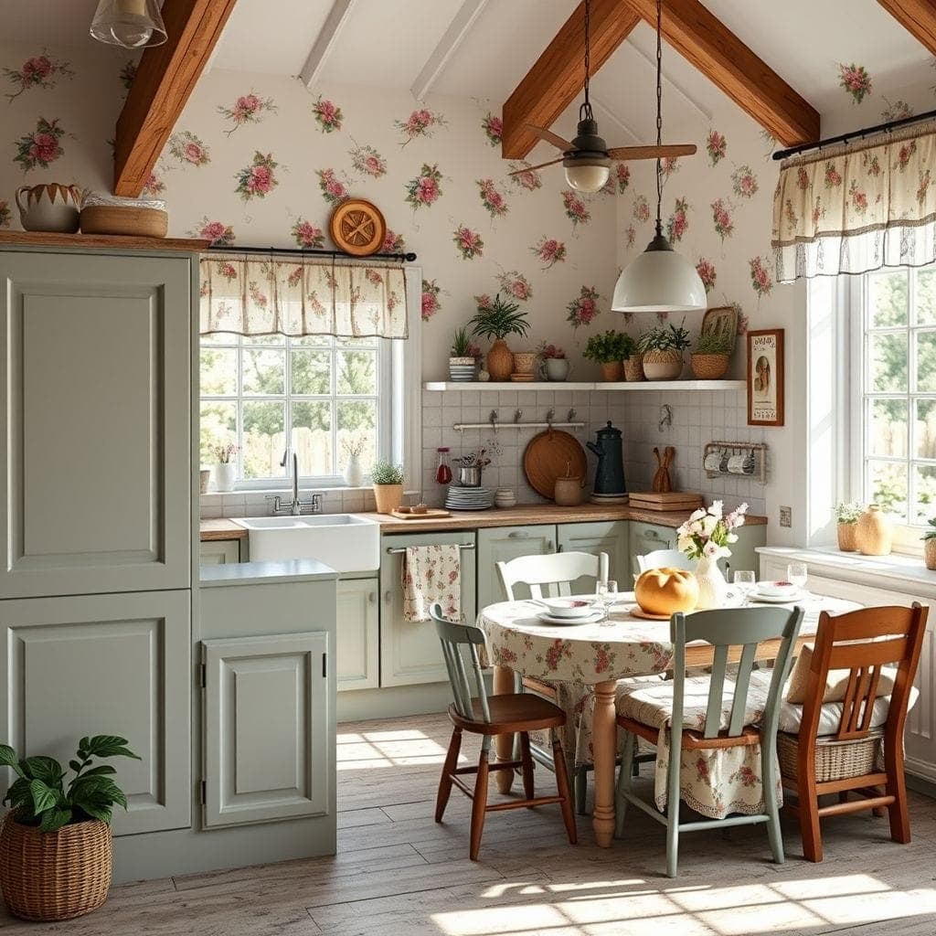 Cottagecore kitchen living combo - AI Generated