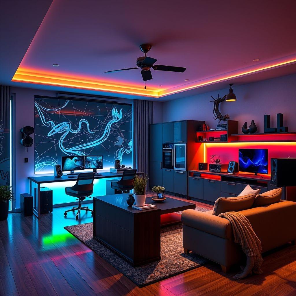 Gaming Room kitchen living combo - AI Generated