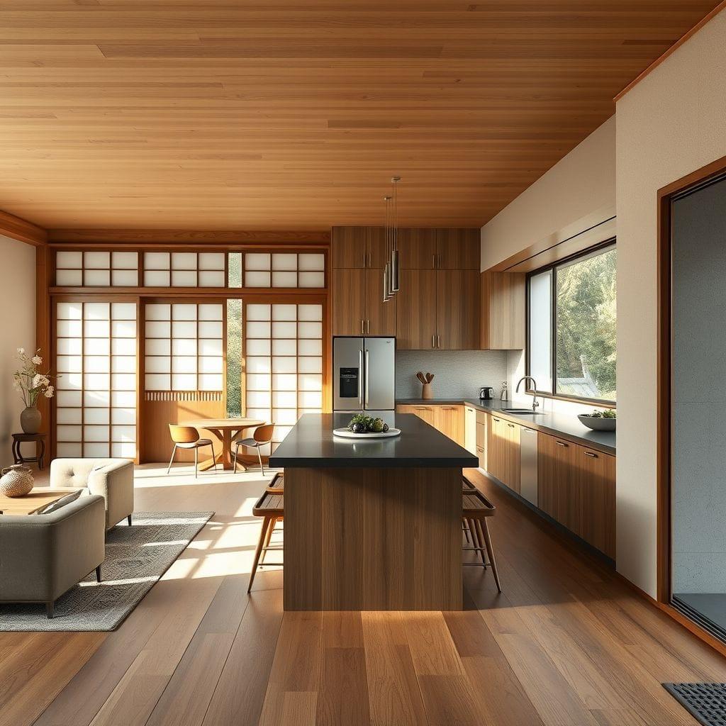 Japanese Design kitchen living combo - AI Generated