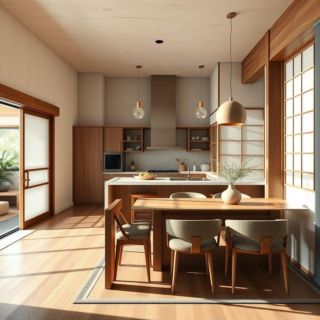Japanese Design kitchen living combo - AI Generated