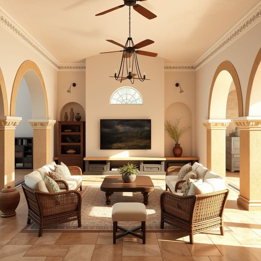 Mediterranean entertainment room - AI Generated