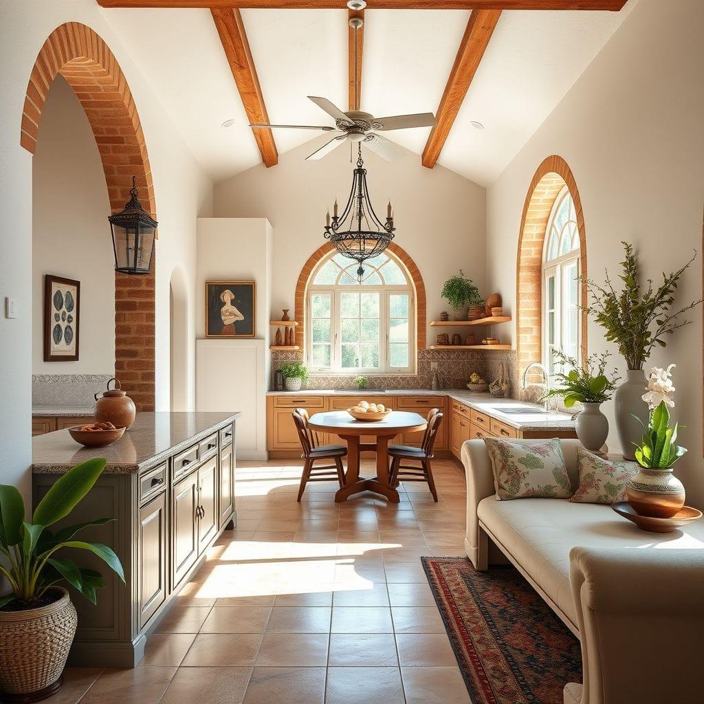 Mediterranean kitchen living combo - AI Generated