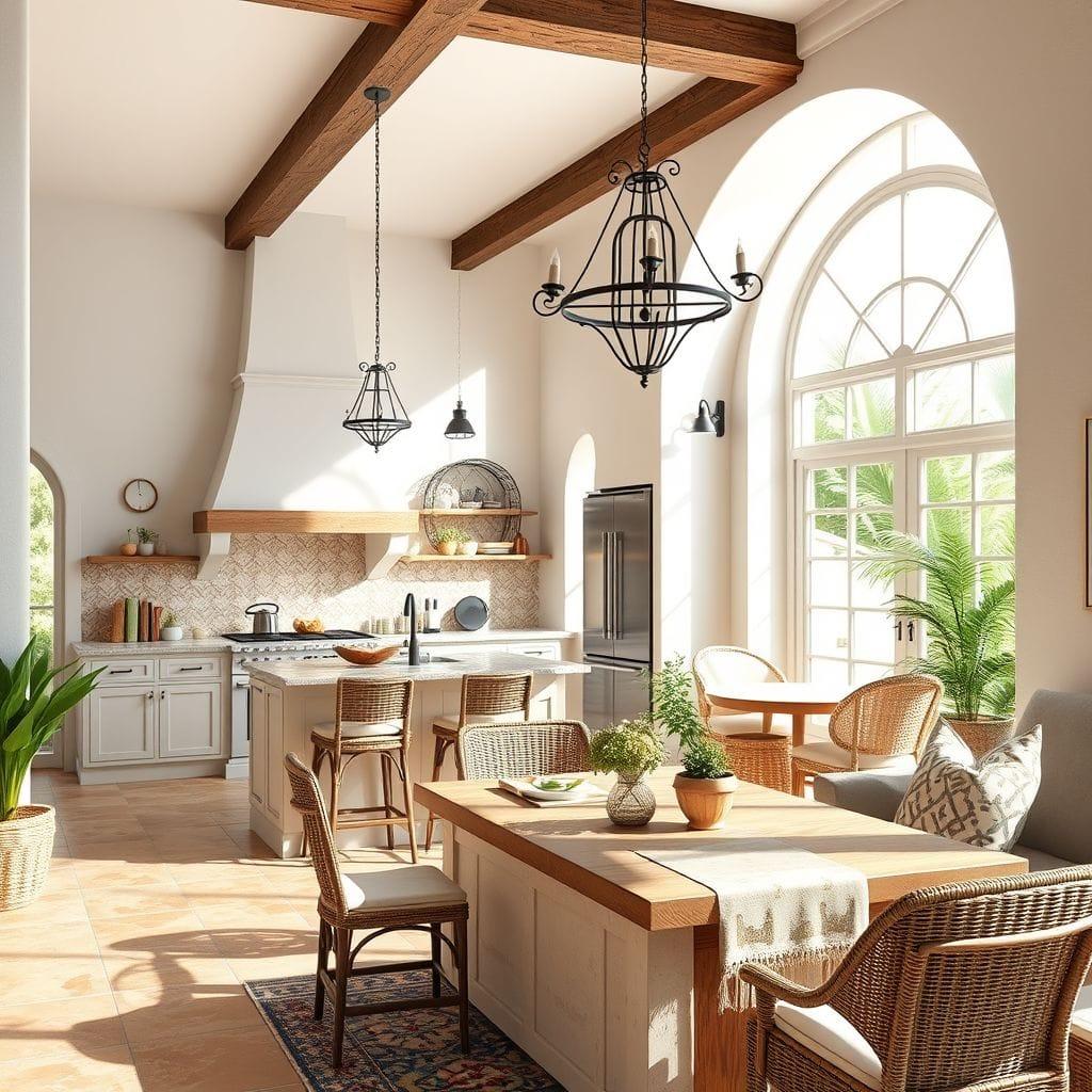 Mediterranean kitchen living combo - AI Generated