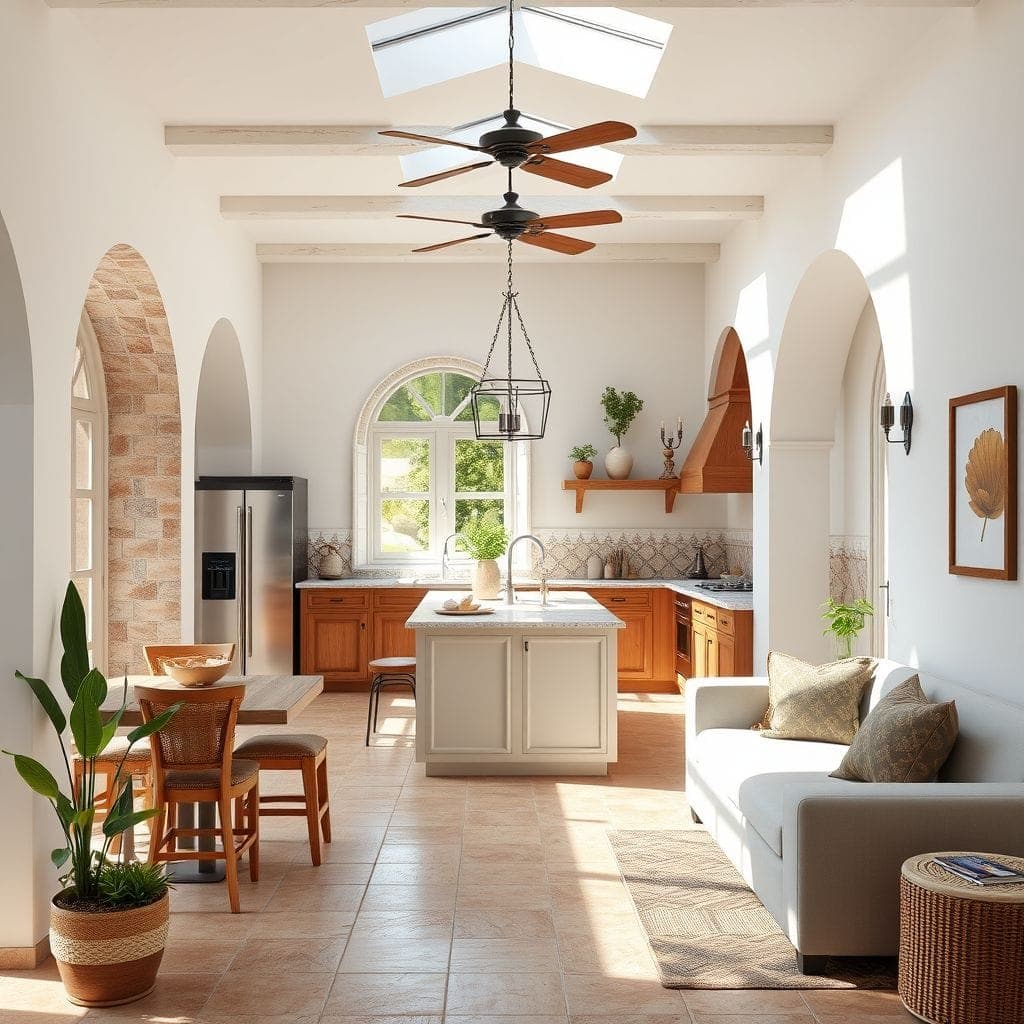 Mediterranean kitchen living combo - AI Generated
