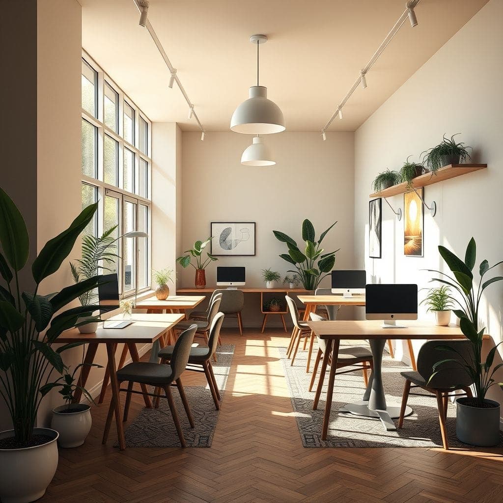 Midcentury Modern coworking space - AI Generated