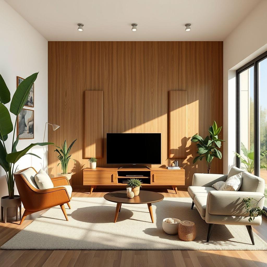 Midcentury Modern entertainment room - AI Generated