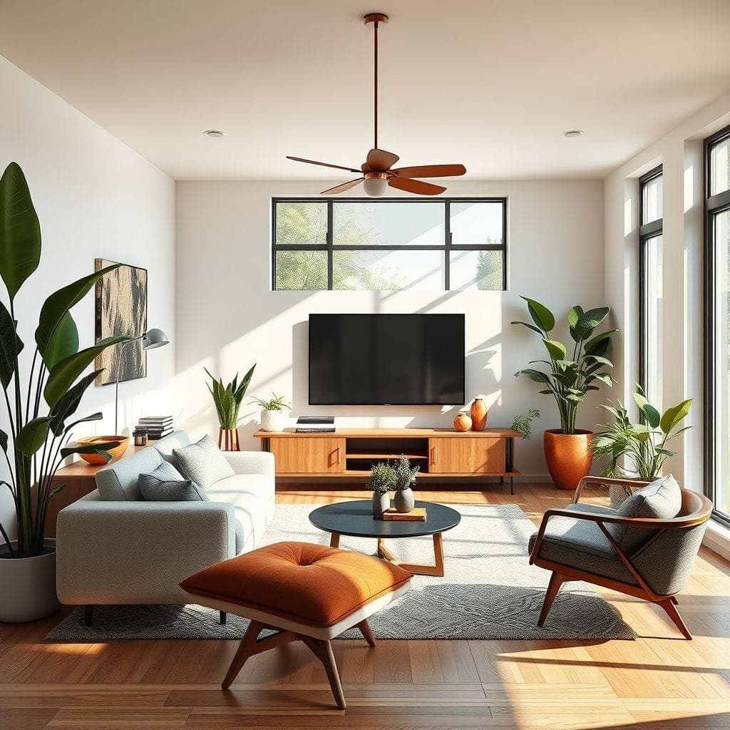 Midcentury Modern entertainment room - AI Generated