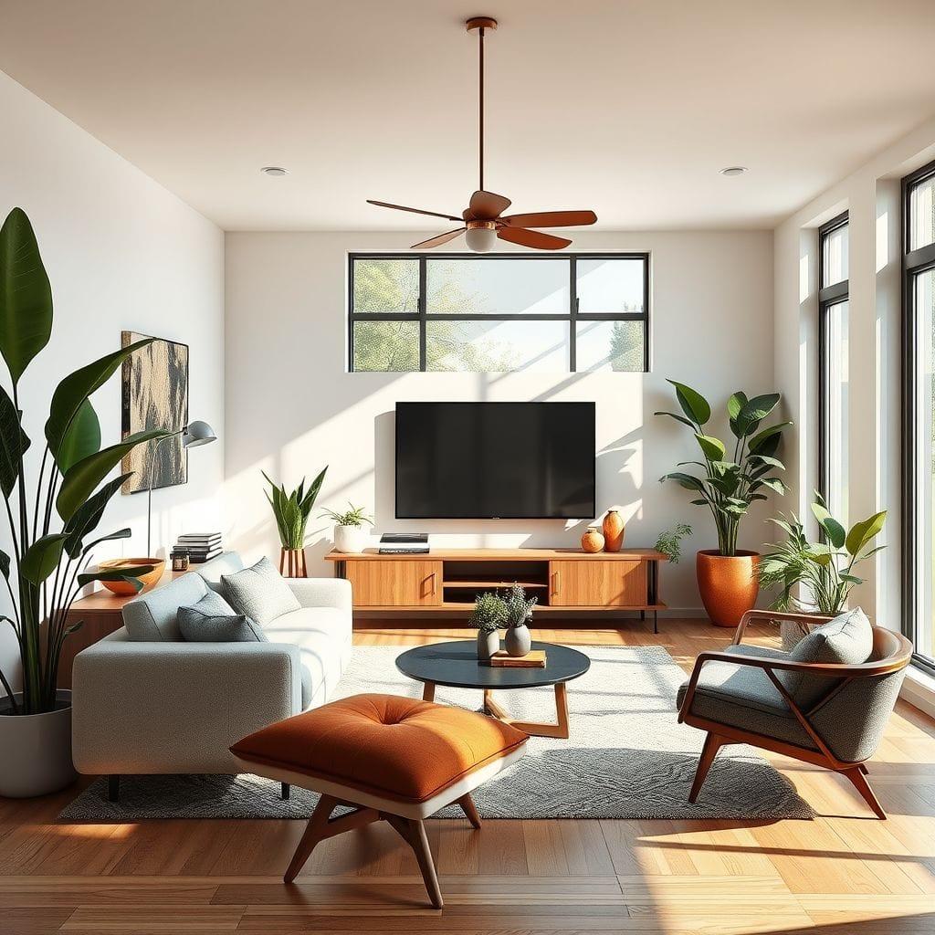 Midcentury Modern entertainment room - AI Generated