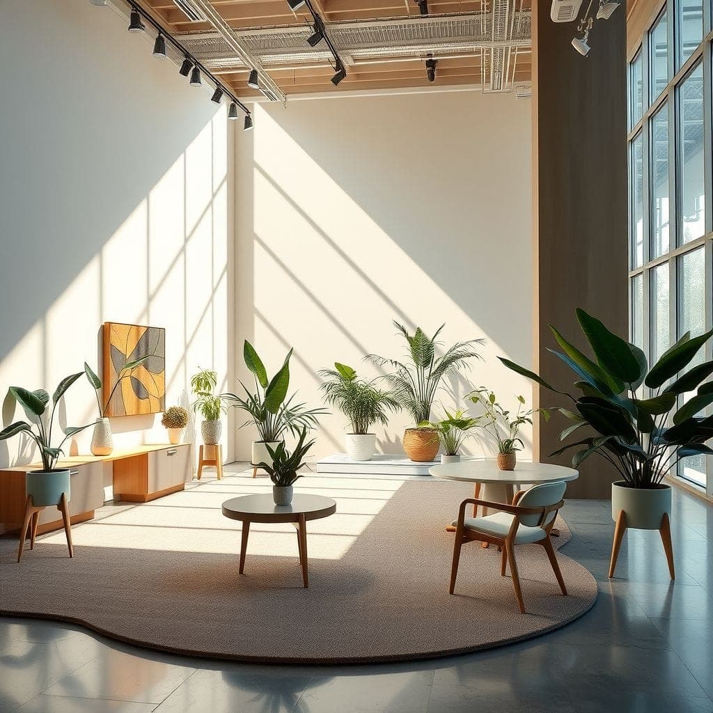 Midcentury Modern exhibition space - AI Generated