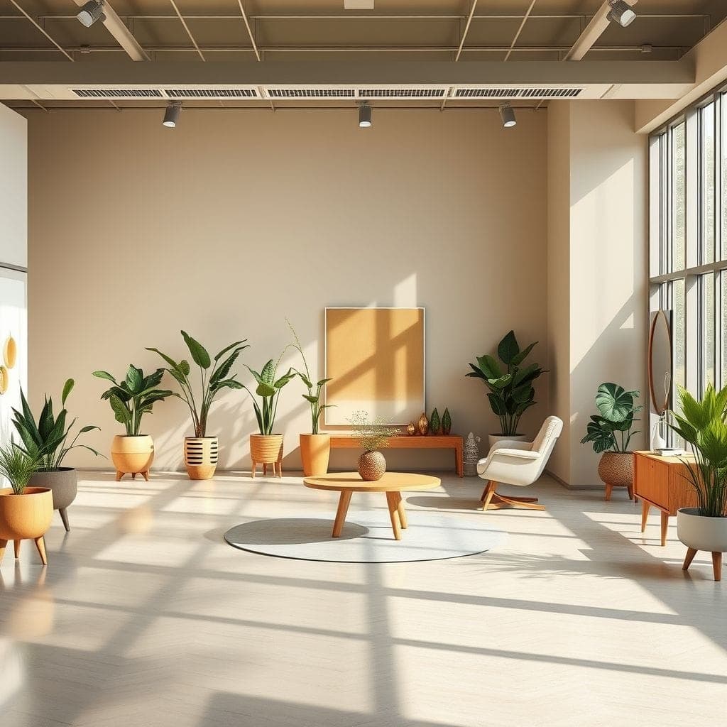 Midcentury Modern exhibition space - AI Generated