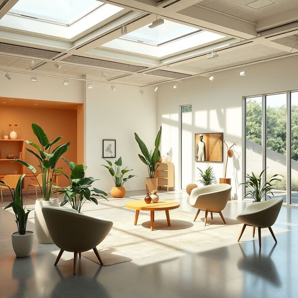 Midcentury Modern exhibition space - AI Generated