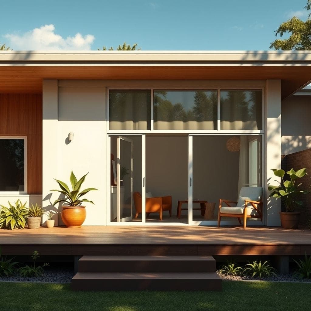 Midcentury Modern house exterior - AI Generated