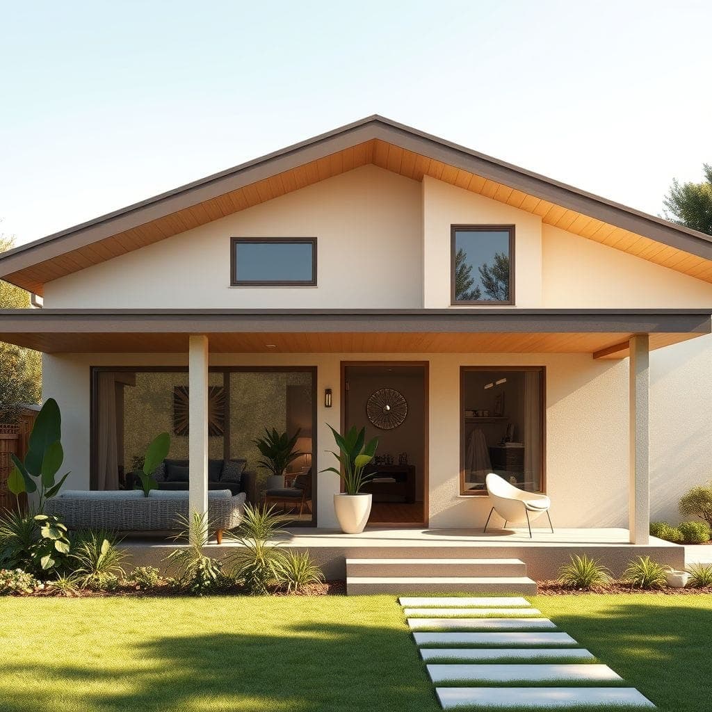 Midcentury Modern house exterior - AI Generated