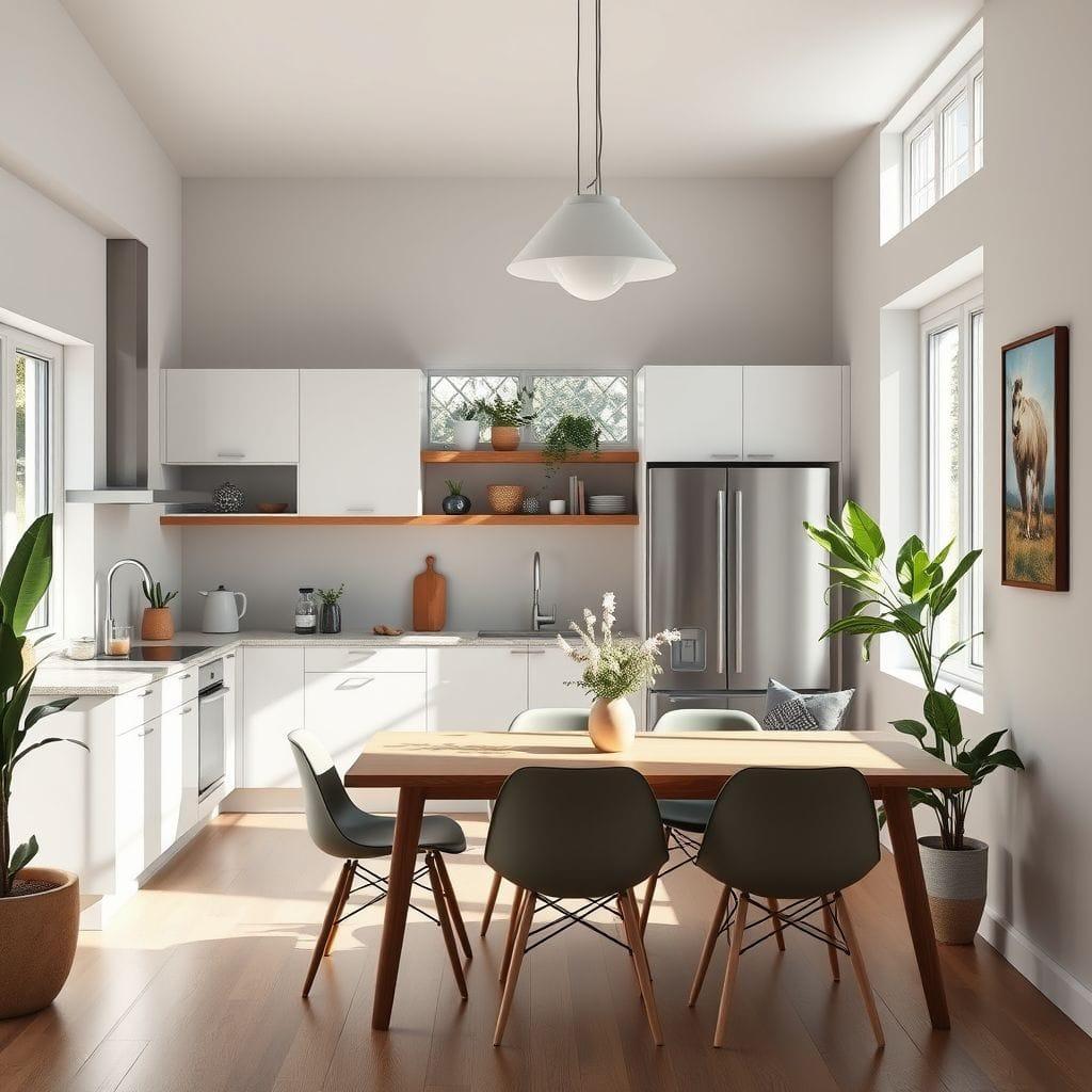 Midcentury Modern kitchen living combo - AI Generated