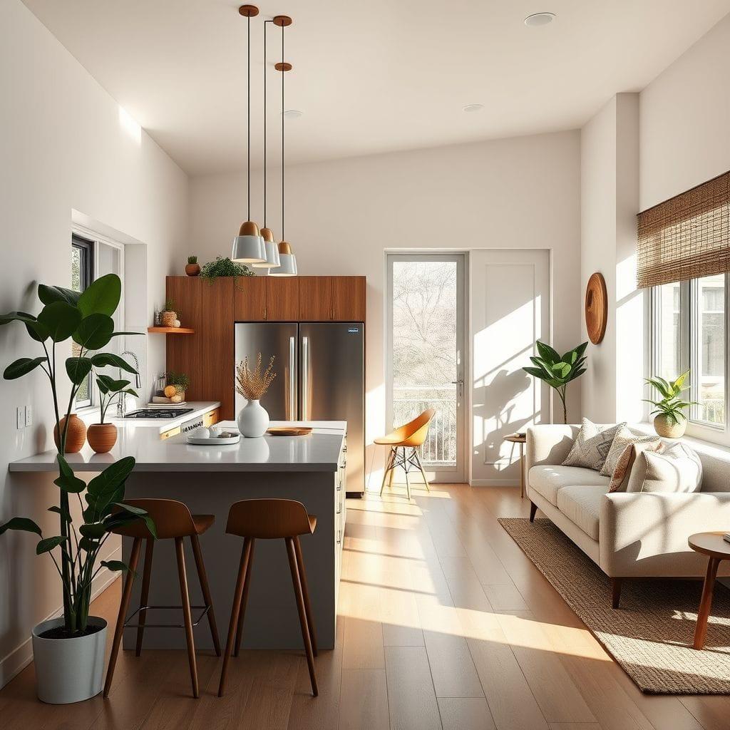Midcentury Modern kitchen living combo - AI Generated