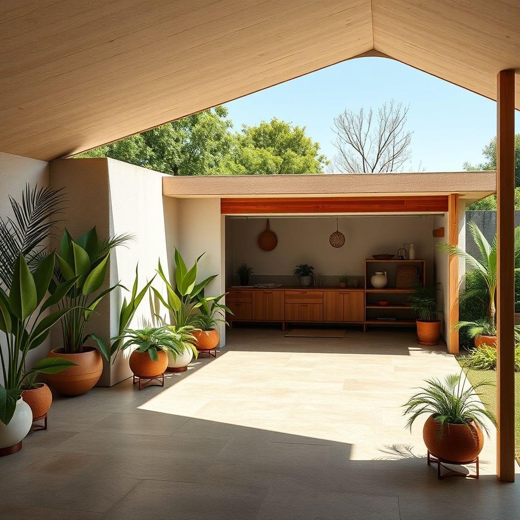 Midcentury Modern outdoor garage - AI Generated