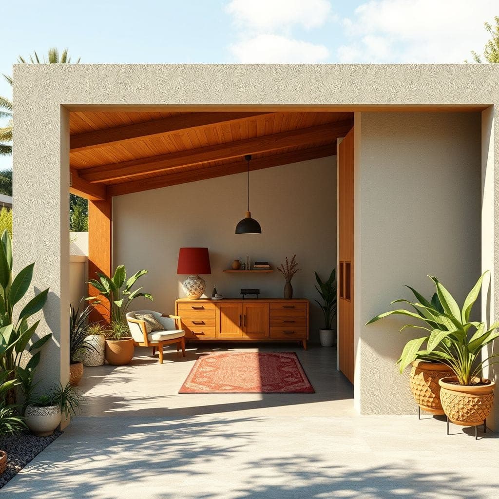 Midcentury Modern outdoor garage - AI Generated