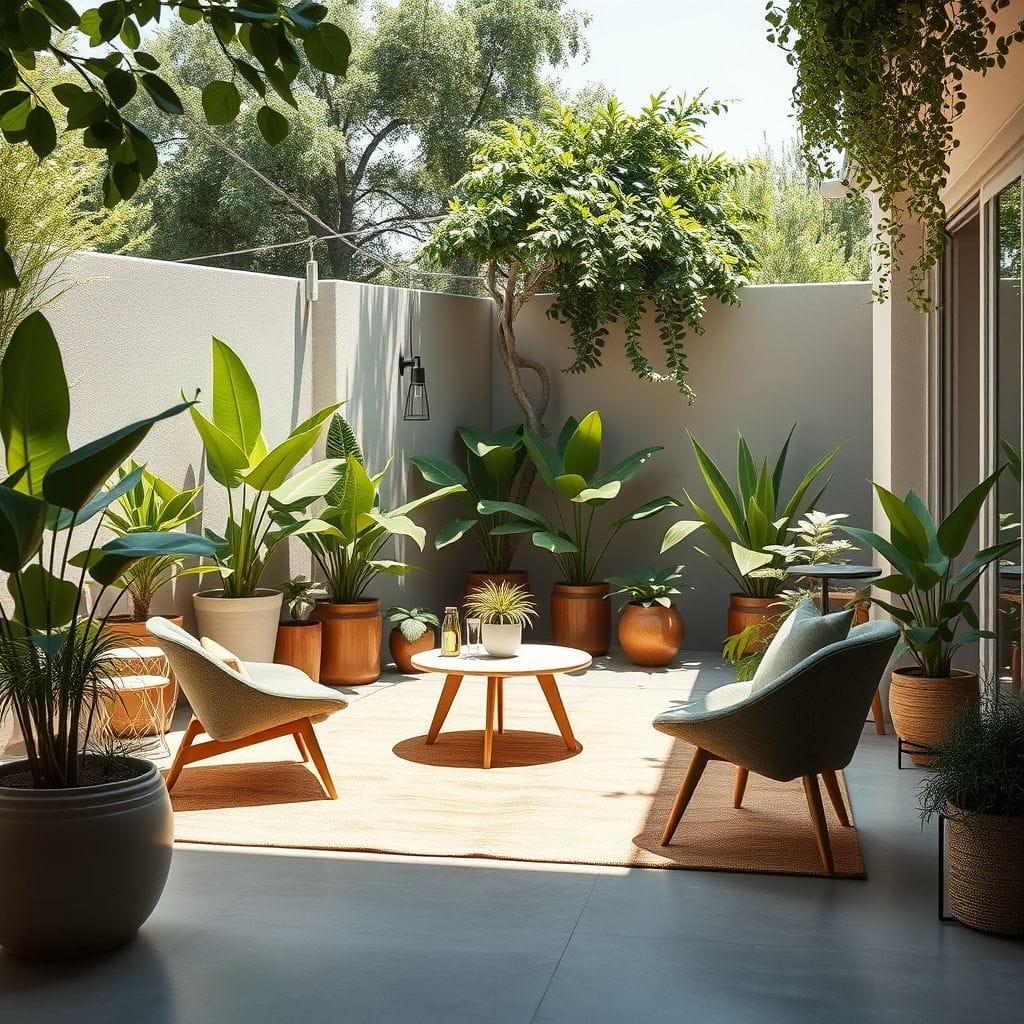 Midcentury Modern outdoor garden - AI Generated