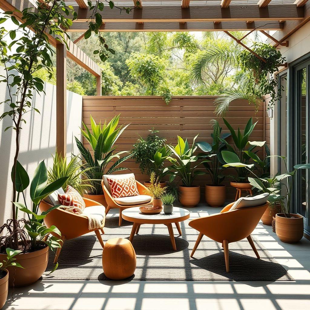 Midcentury Modern outdoor garden - AI Generated