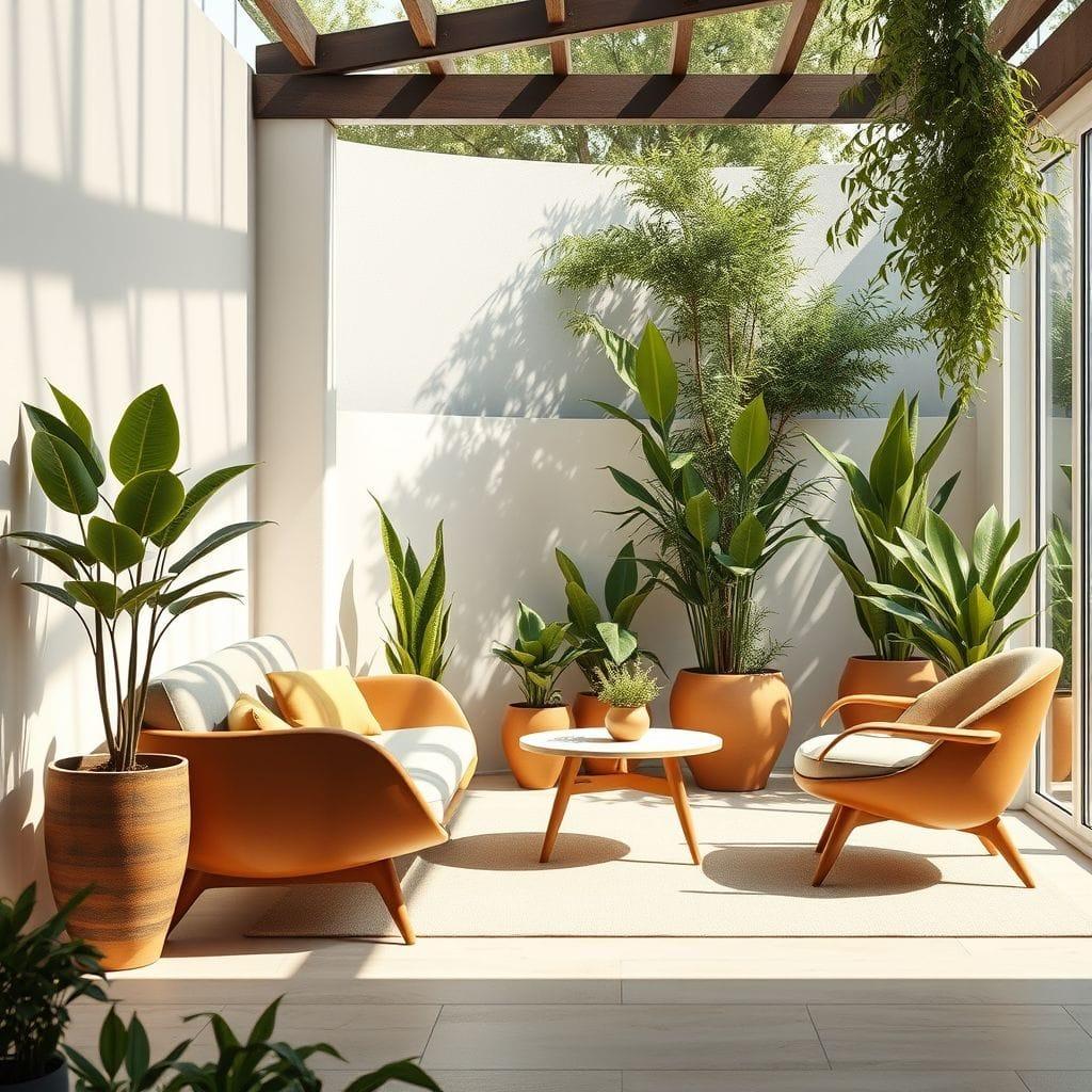 Midcentury Modern outdoor garden - AI Generated