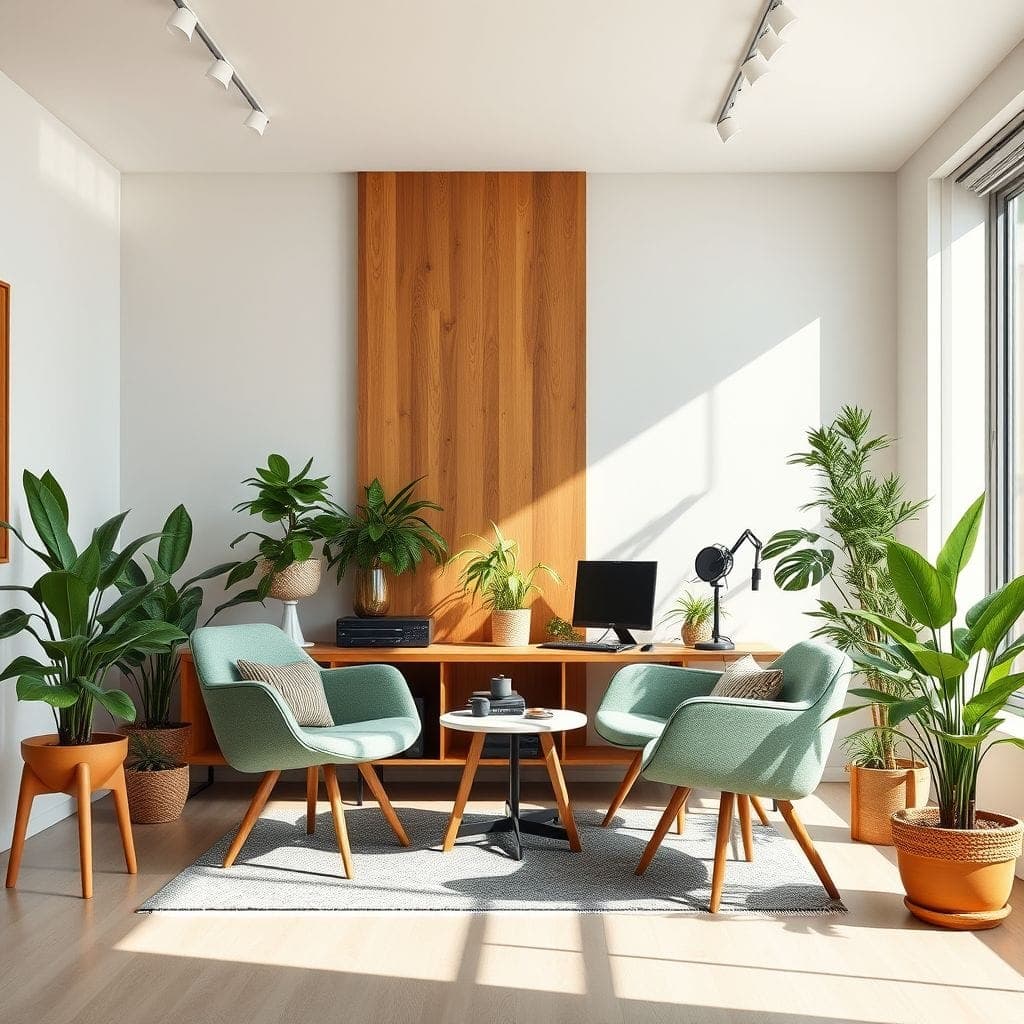 Midcentury Modern podcast studio - AI Generated