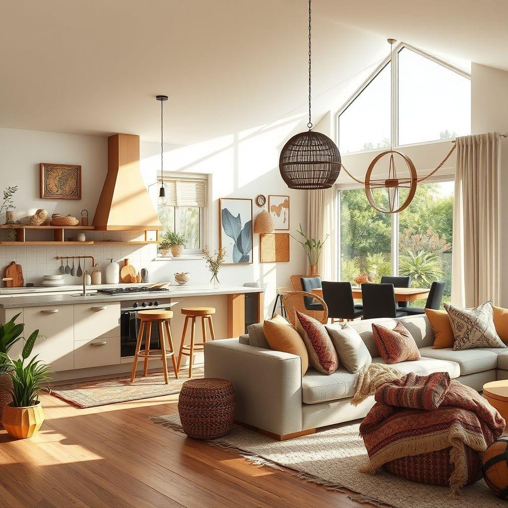Modern Boho kitchen living combo - AI Generated