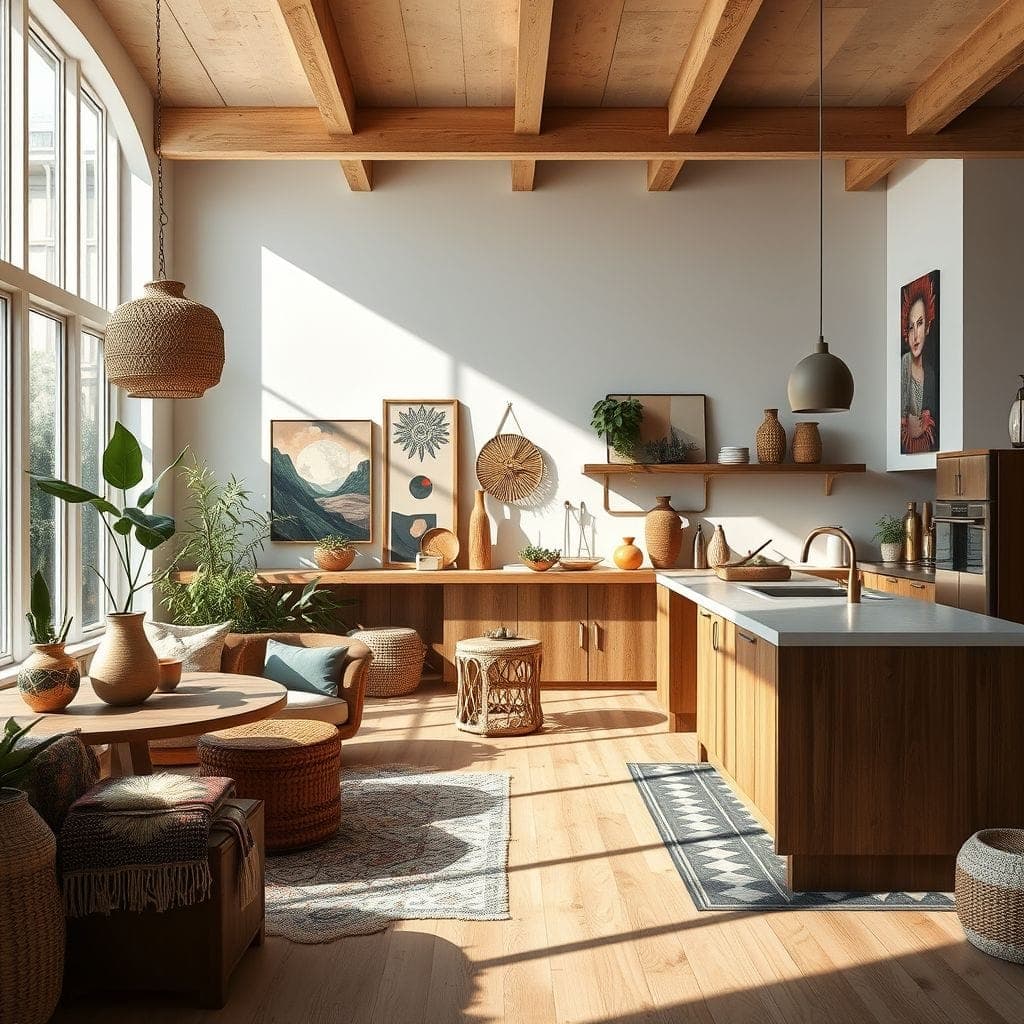 Modern Boho kitchen living combo - AI Generated