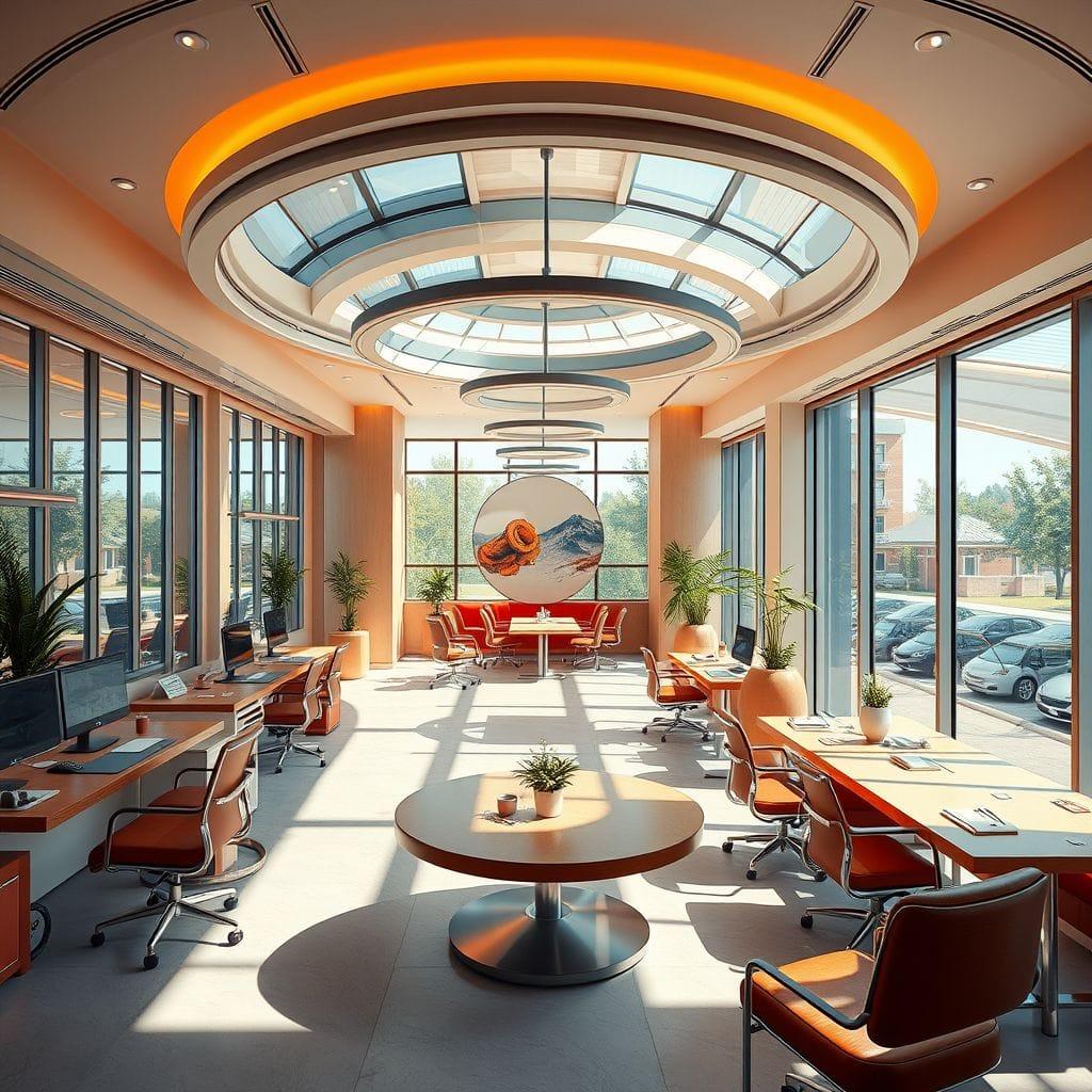 Retro Futuristic coworking space - AI Generated