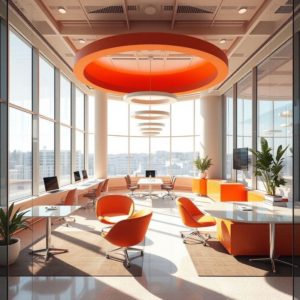 Retro Futuristic coworking space - AI Generated