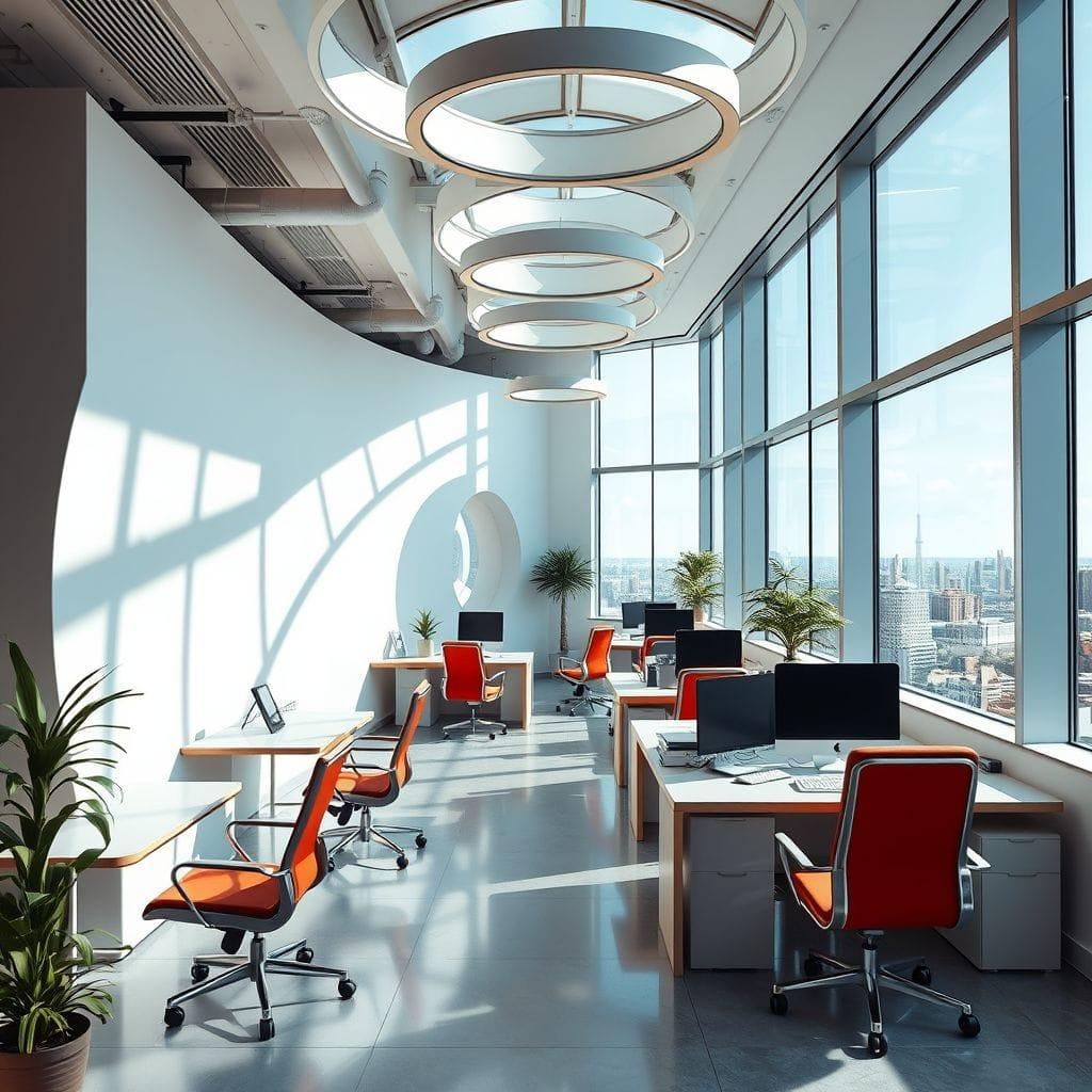 Retro Futuristic coworking space - AI Generated