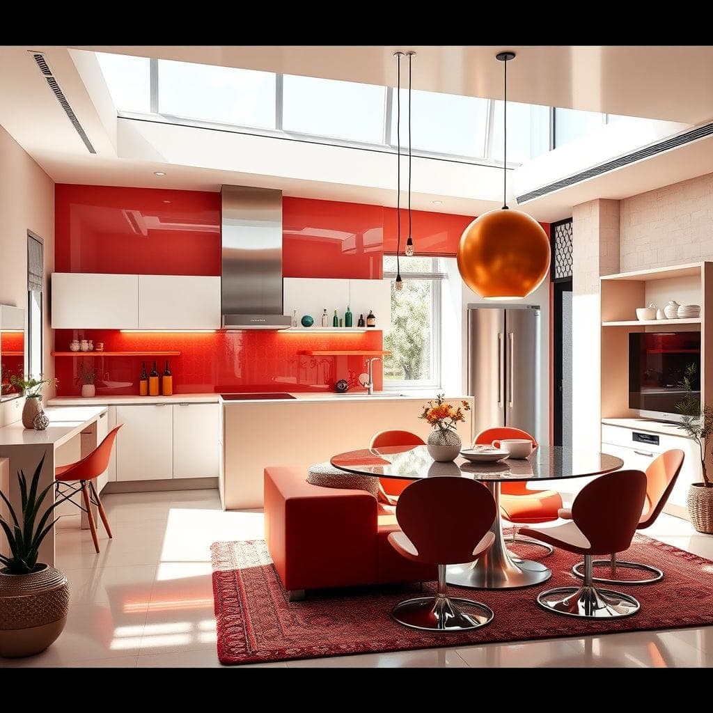 Retro Futuristic kitchen living combo - AI Generated