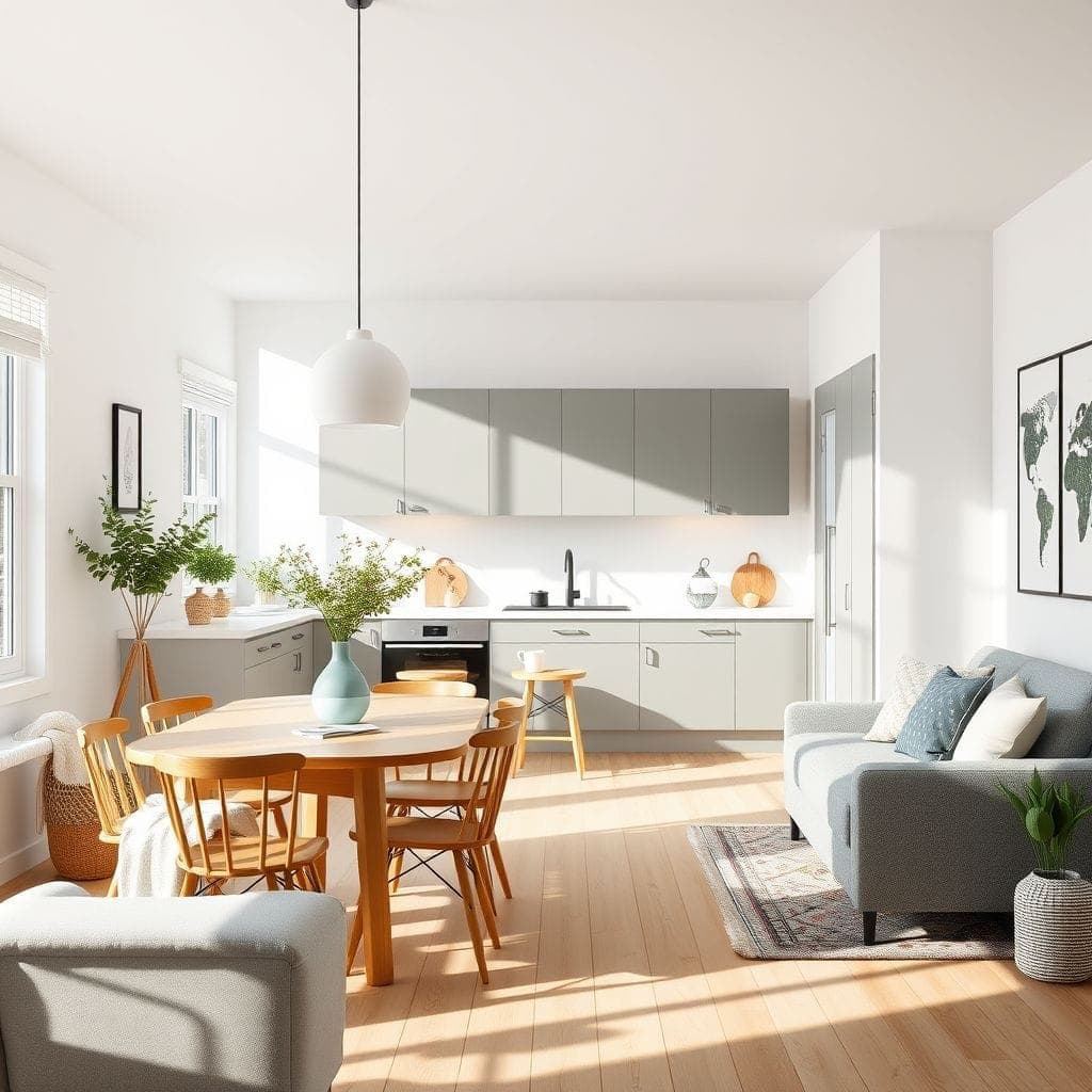 Scandinavian kitchen living combo - AI Generated