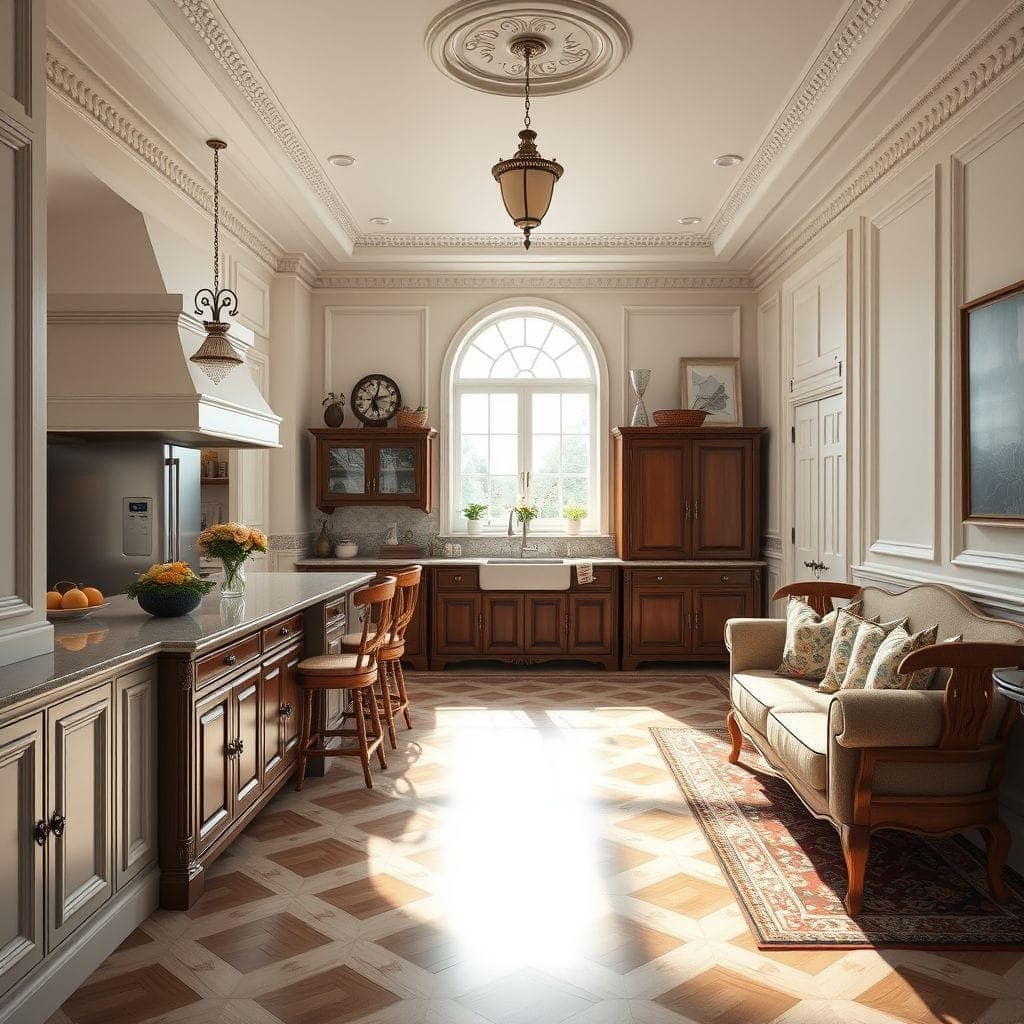 Traditional kitchen living combo - AI Generated